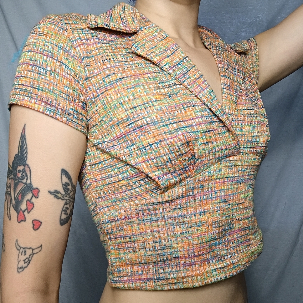 Pretty Good Colorful Tweed Crop Top